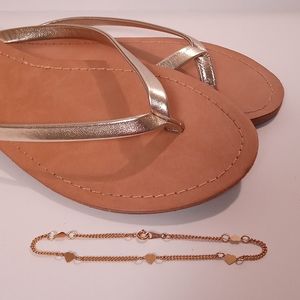 Gold heart anklet ankle bracelet
